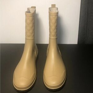 Women’s Rubber Boots Sz 36 UK Tan Mid Calf Gardening Puddles Waterproof